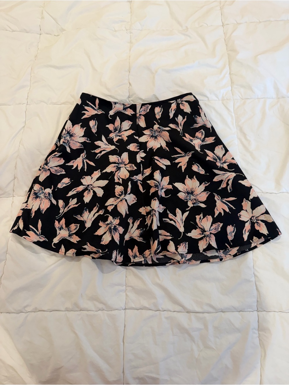 Madewell Black Skater Skirt with Blush Floral Print